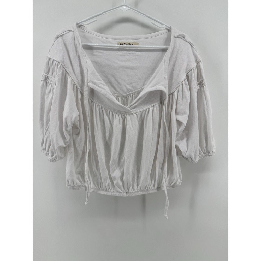 Free People We The Free White No Good Alone Rib Yoke Jersey Small